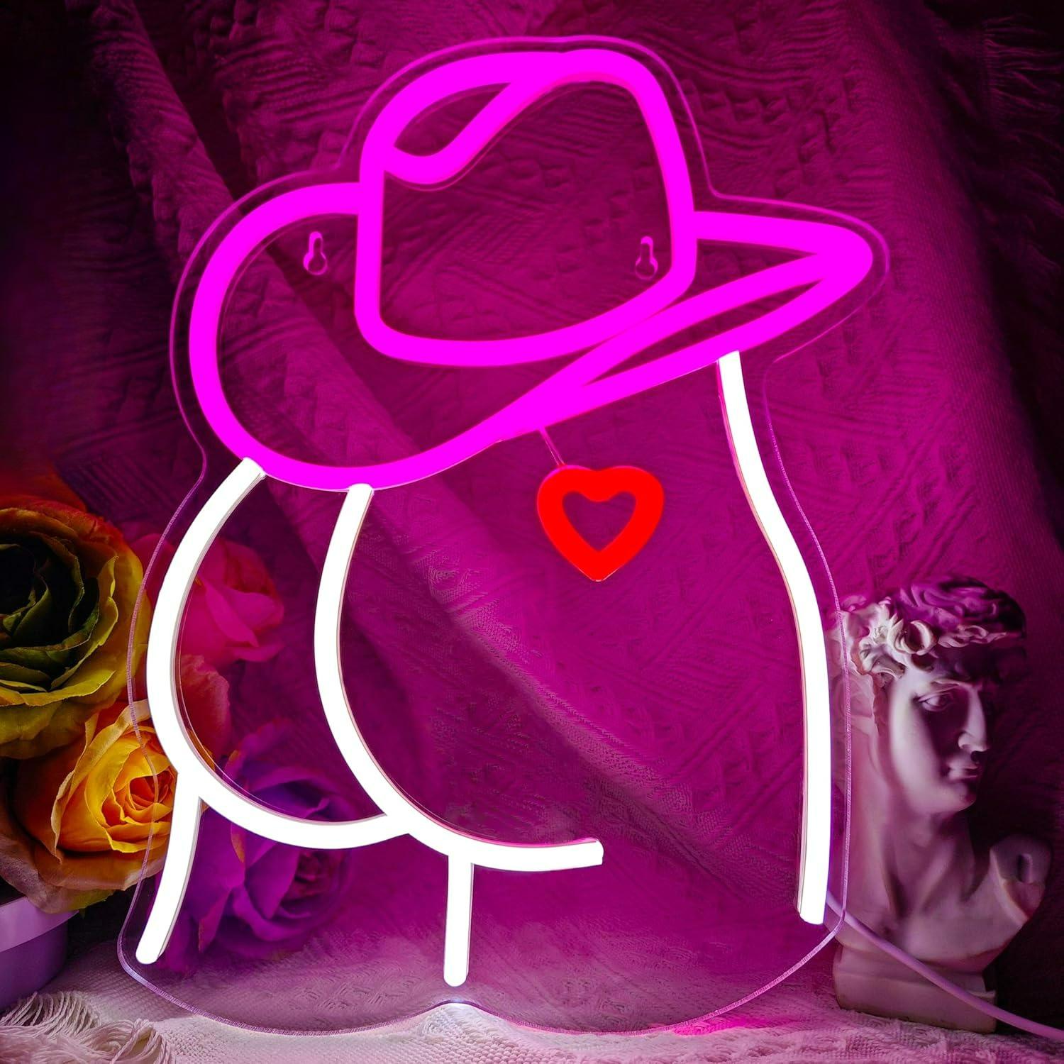 Lighting Christmas Decor - Enseigne néon LED dimmable Cowgirl pour