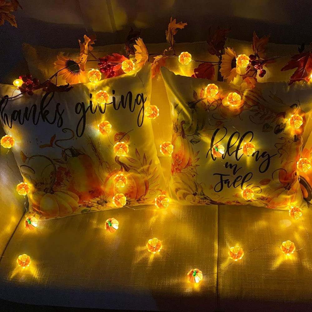 Home Decor Lighting Tricks - Guirlande lumineuse citrouille Halloween, Décoration de