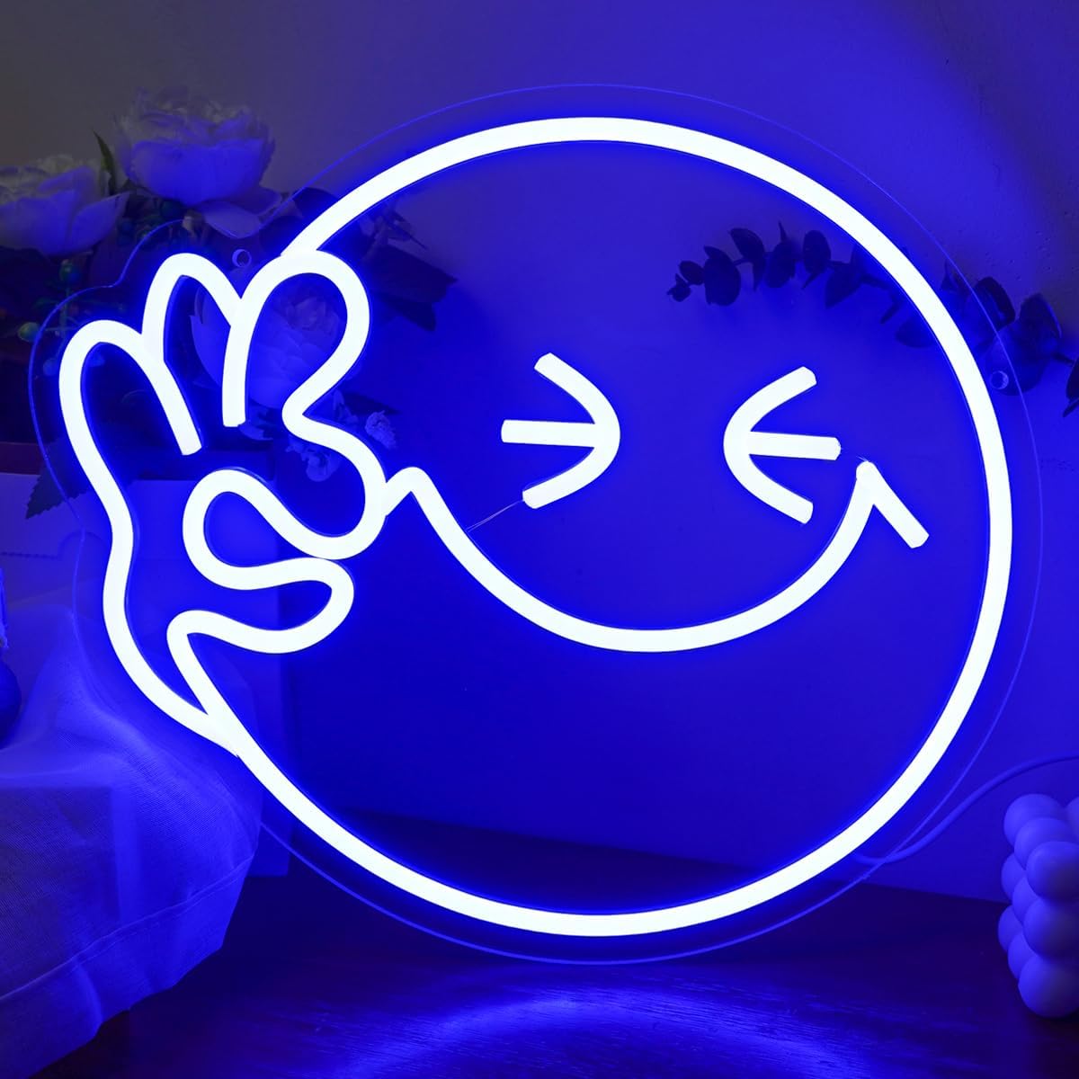 Ok Lighting Decor - Emoji sourire OK enseigne au néon