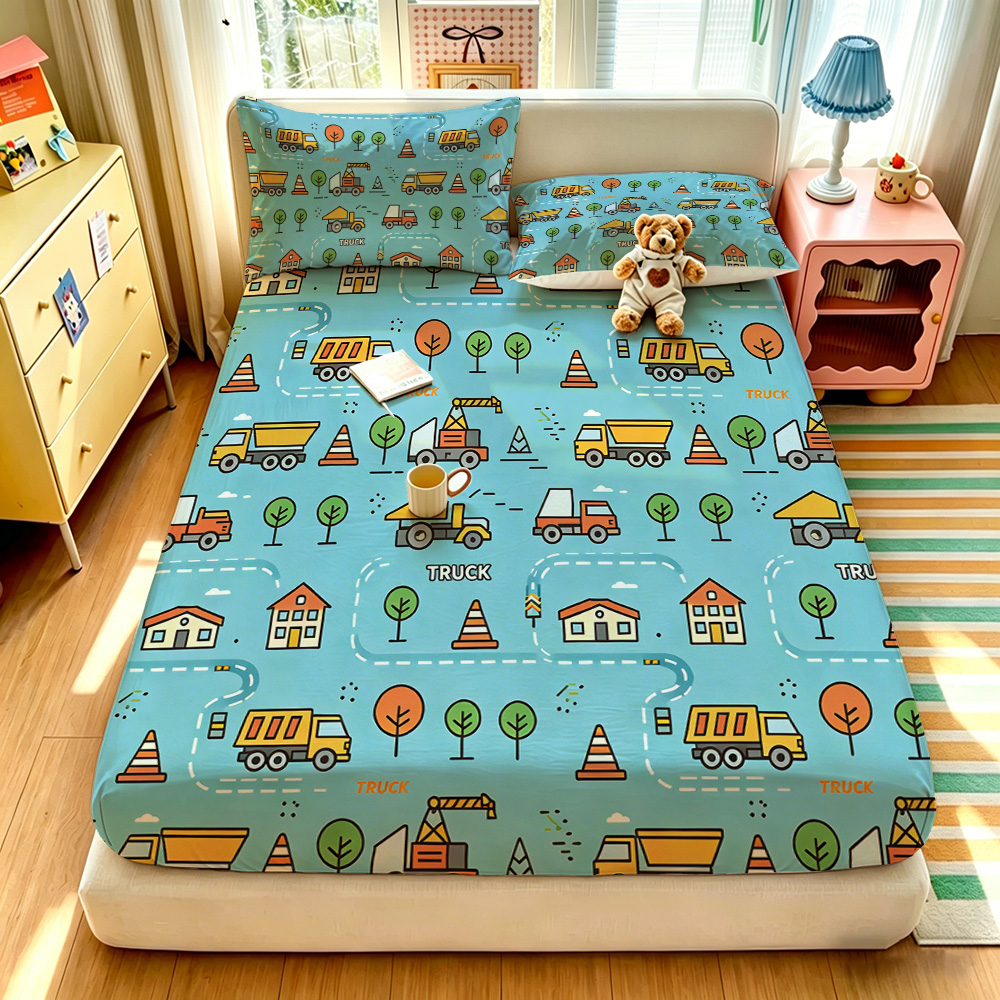Lighting Mcqueen Bedroom Decor - Ensemble de draps de lit imprimés