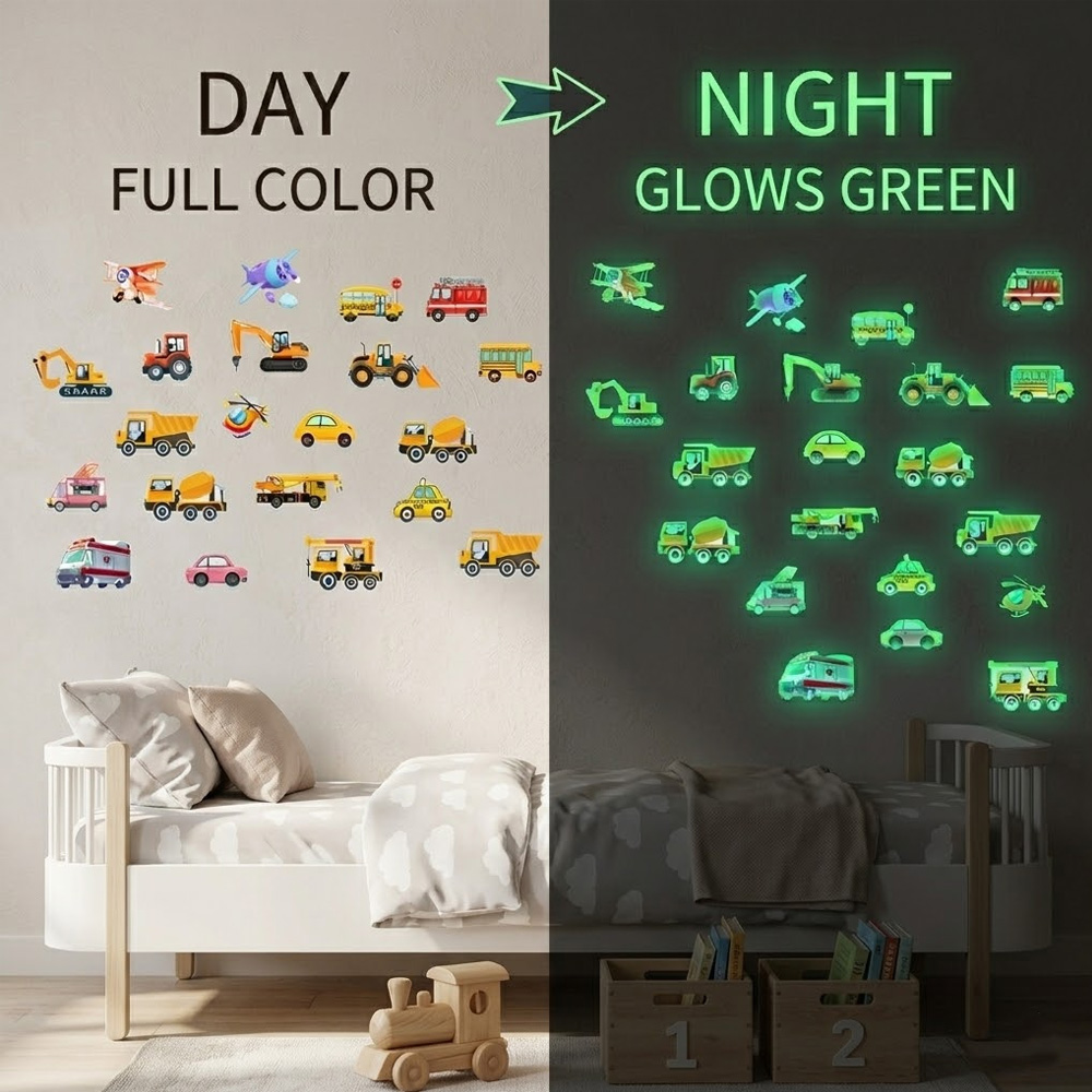 Lighting Mcqueen Bedroom Decor - Autocollants Muraux Lumineux pour Voiture, Lot