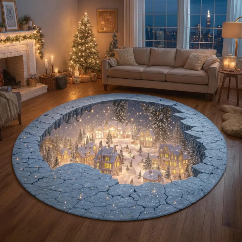 Bathroom Lighting Decor Ideas - Tapis de Village de noël 3D,