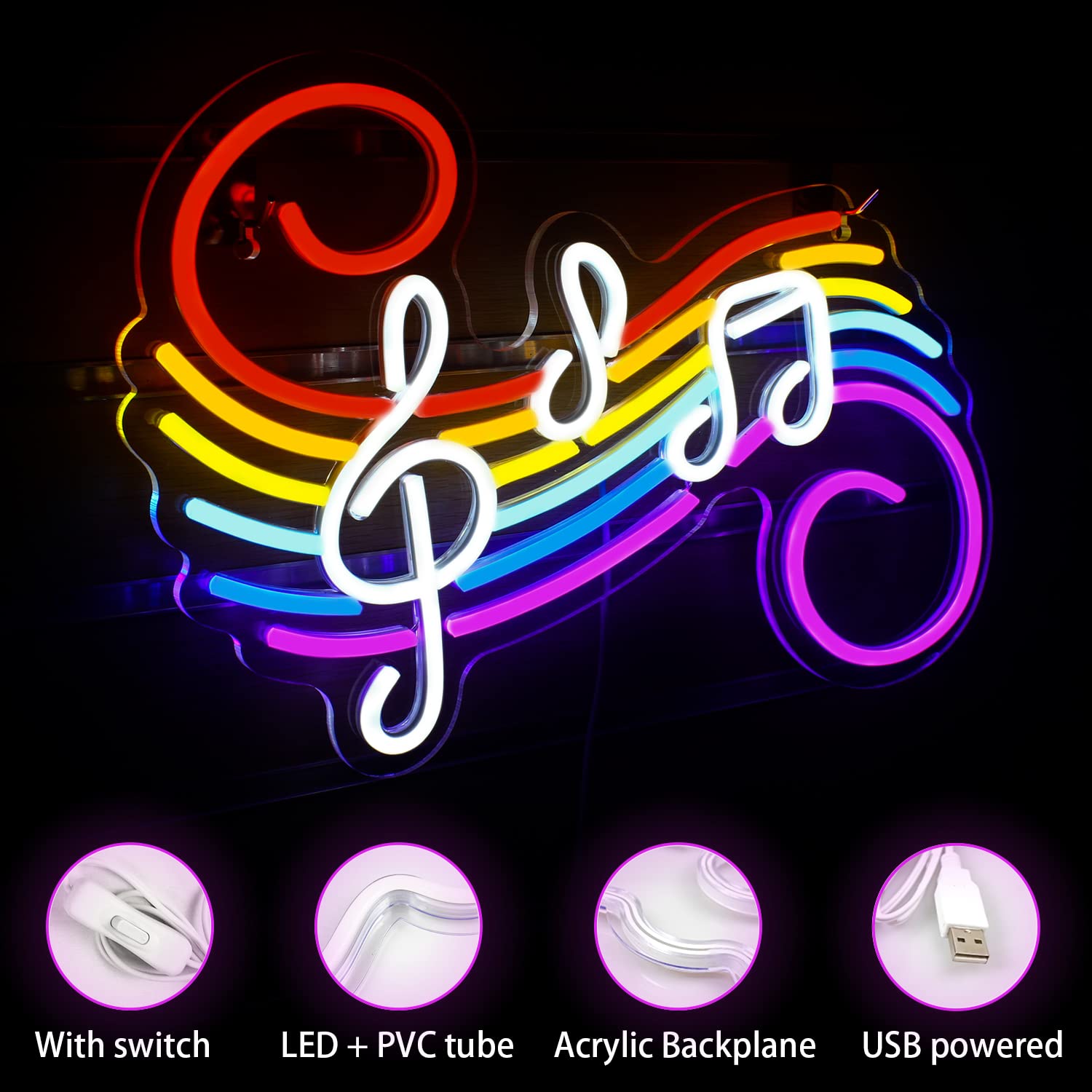Enseigne néon notes de musique - Lighting Christmas Decor avis et prix