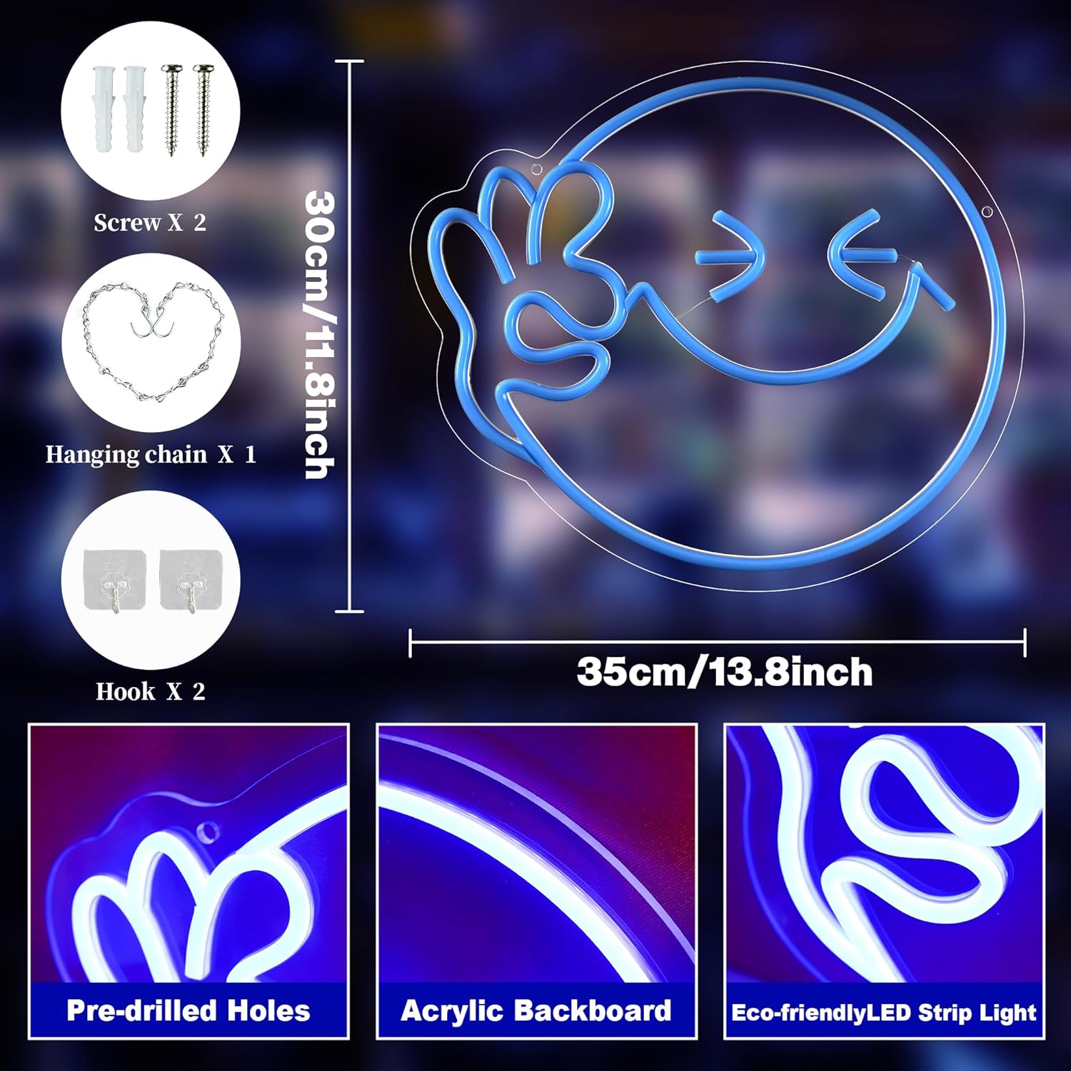 Emoji sourire OK enseigne au n - Ok Lighting Decor avis et prix